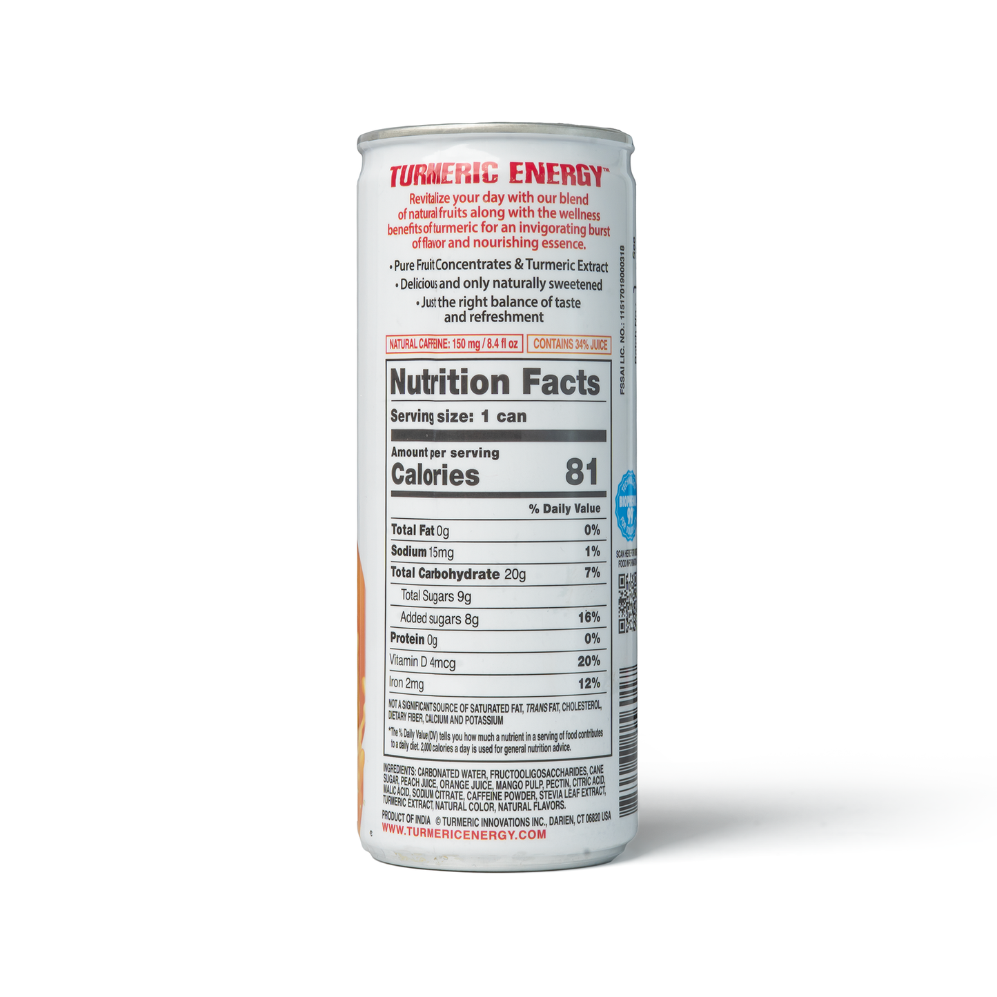 Mango-Peach-Orange (Can) Carbonated Beverage