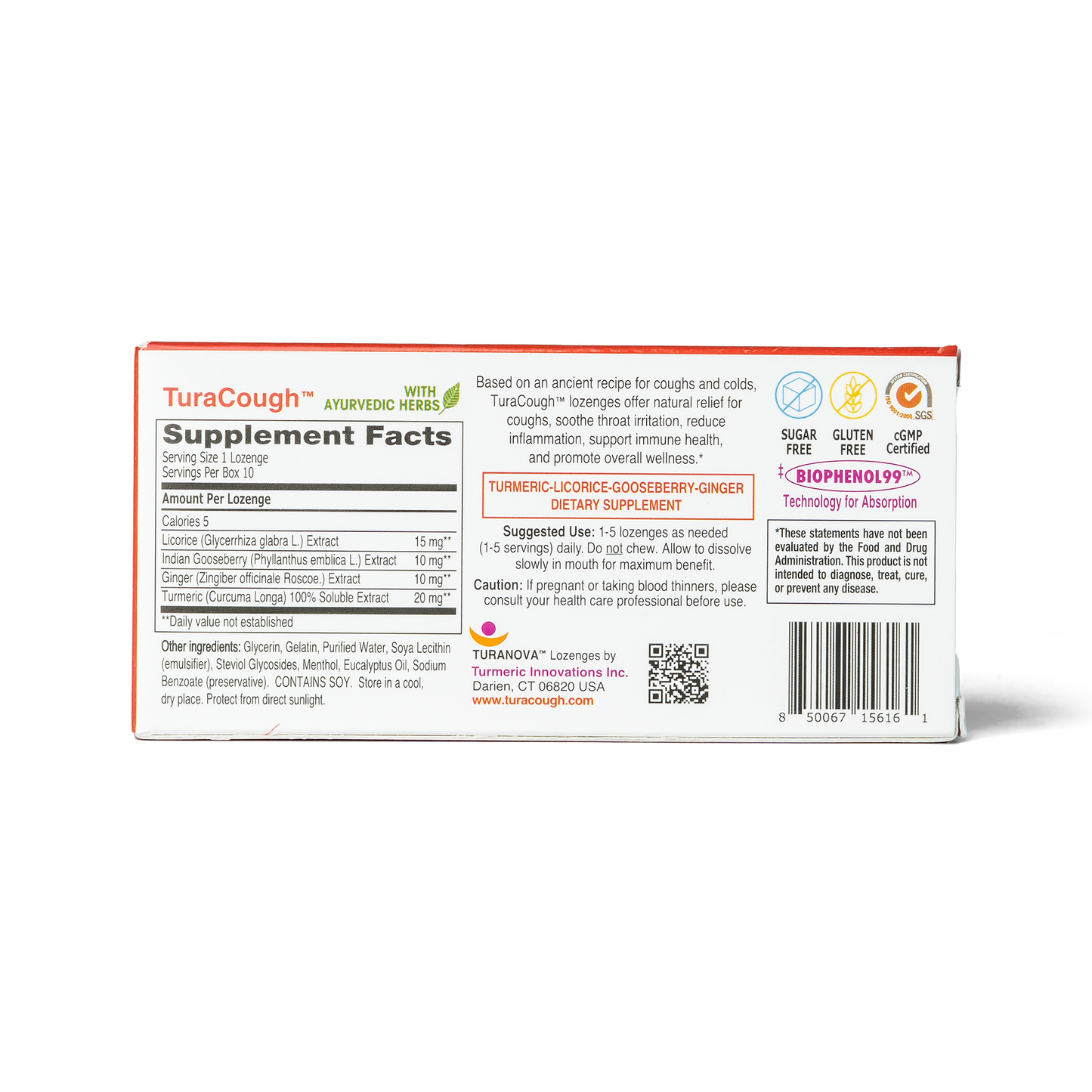 TuraCough Lozenges Single Strip Box